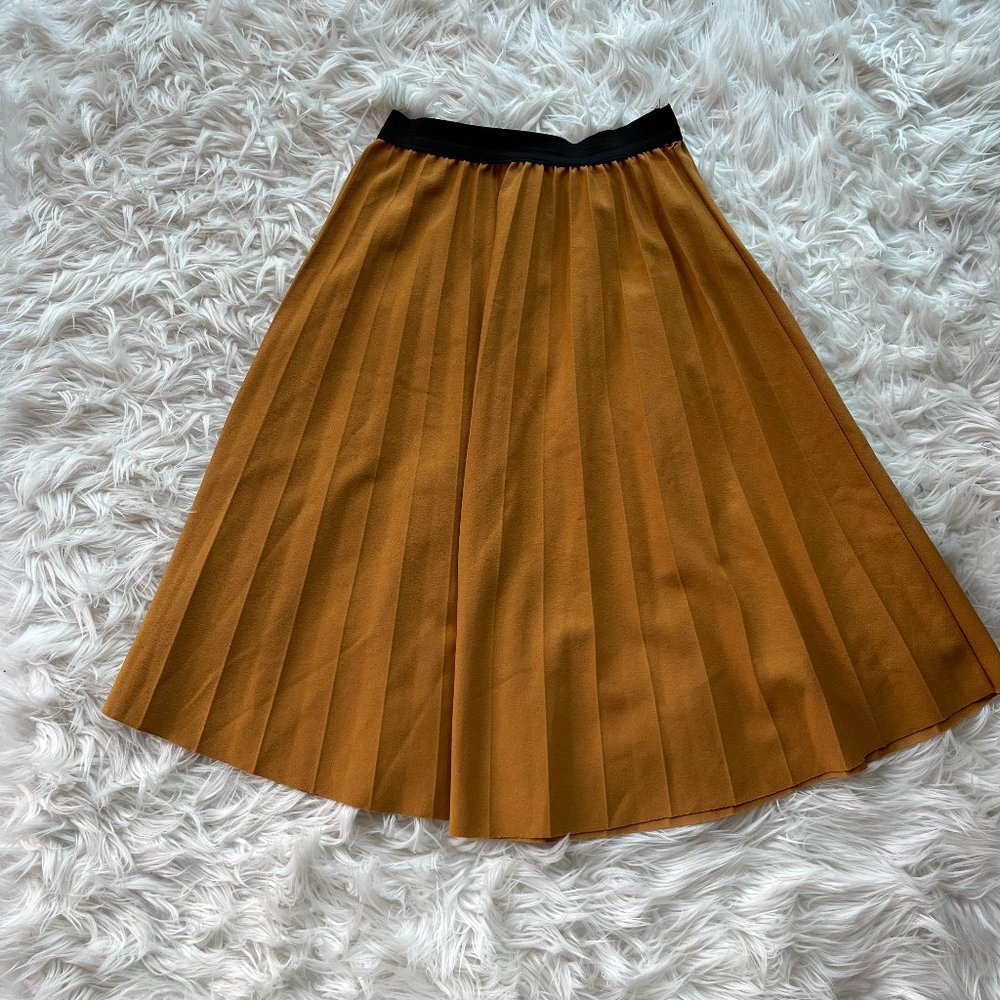 Johanna Paris - Midi Mustard Yellow Skirt with Elastic Waistband